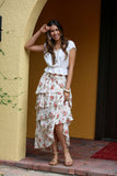 White Floral Ruffle Skirt