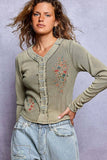 Vintage Wash Ribbed Knit Top