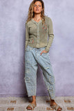 Vintage Wash Ribbed Knit Top