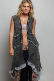 Ruffle Vintage Washed Crochet Vest