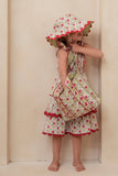 Genelia Layered Dress White with Red Floral Print