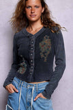 Vintage Wash Ribbed Knit Top