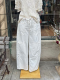 Grommet Waist Patched Wide Leg