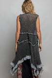 Ruffle Vintage Washed Crochet Vest