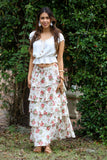 White Floral Ruffle Skirt