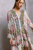 Ruffle Hem Bead Printed Woven Dress/Tunic