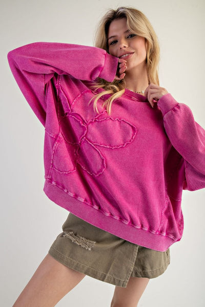 Flower patch terry pullover