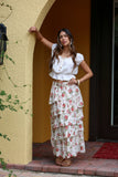 White Floral Ruffle Skirt