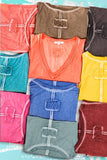 Dyed V-neck Raw Edge Tank Top