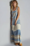Vintage Washed Front Pocket Floral Contrast Dress