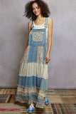 Vintage Washed Front Pocket Floral Contrast Dress