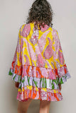 Ruffle Hem Bead Printed Woven Dress/Tunic