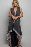 Ruffle Vintage Washed Crochet Vest