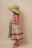 Genelia Layered Dress White with Red Floral Print