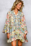 Ruffle Hem Bead Printed Woven Dress/Tunic