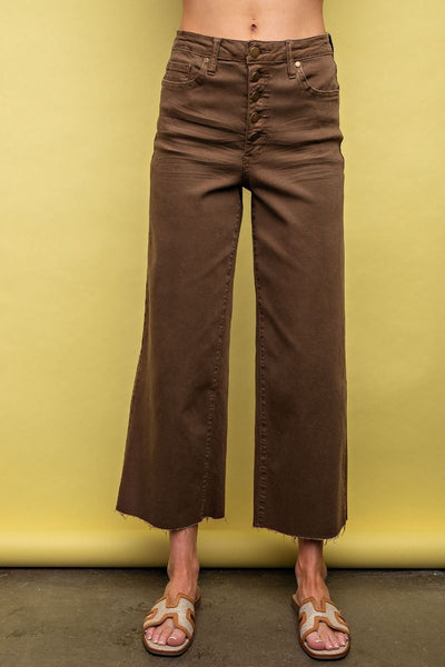 Button Front Twill Pants