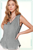 Dyed V-neck Raw Edge Tank Top