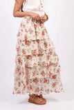 White Floral Ruffle Skirt