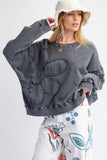 Flower patch terry pullover