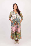 3/4 Sleeve Shirt Dress in Cotton Patchwork