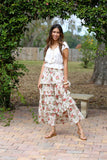 White Floral Ruffle Skirt