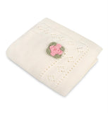Knit Baby Blanket & Flower Rattle