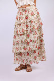 White Floral Ruffle Skirt