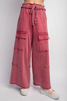Wide leg ribbed terry knit pant