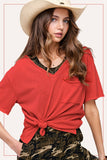 Front Pocket Short Sleeve Top
