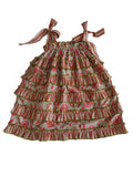 Nia Printed Dress Taupe Cotton Girls Dress