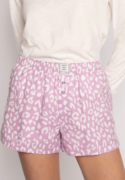 Lilac Leopard Flannel Shorts