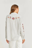 Embroidered Striped Button Down
