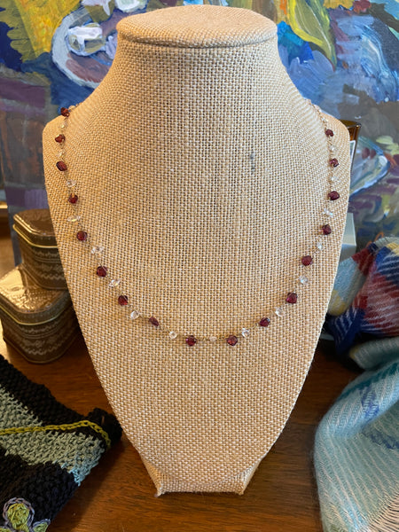 Rhodolite Garnet and White Topaz Necklace