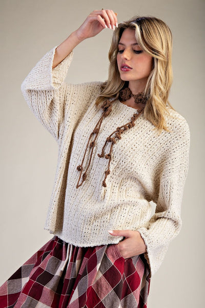 3/4 sleeve knit sweater