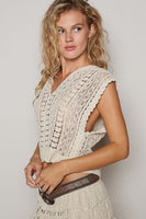 Cropped V-Neck Crochet Top