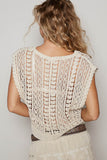 Cropped V-Neck Crochet Top