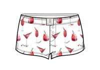 Cocktails and Cranberries Flannel PJ Shorts