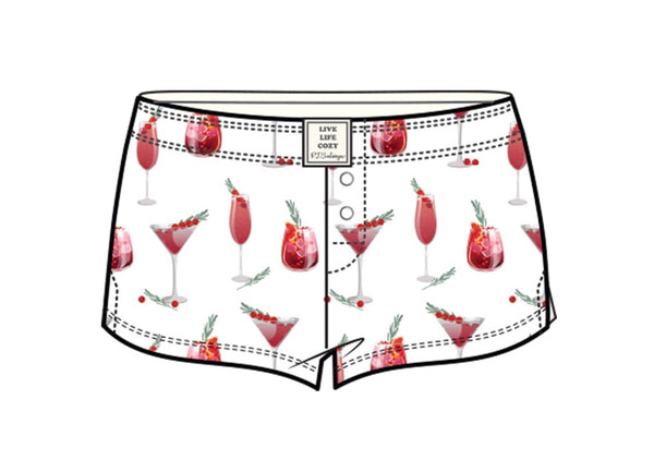 Cocktails and Cranberries Flannel PJ Shorts