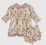 Floral Embroidered Baby Dress and Bloomers Set