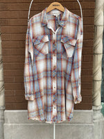 Washed Plaid Shirt Dress