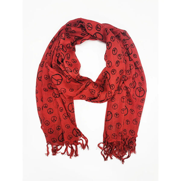 Peace Sign Tassel Scarf