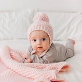 Blush Tie Knit Baby Bonnet
