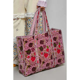 Botanical Velvet Quilted Tote Bag