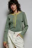Lace Trim Rib Knit Top