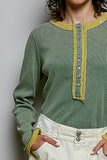 Lace Trim Rib Knit Top