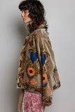 Olive Embroidered Velvet Jacket