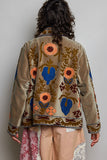 Olive Embroidered Velvet Jacket
