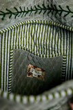 Olive Quilted Velvet Tote Bag