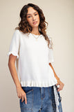 Ruffle Sleeve Knitted Sweater