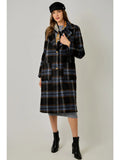Brushed Plaid Coat